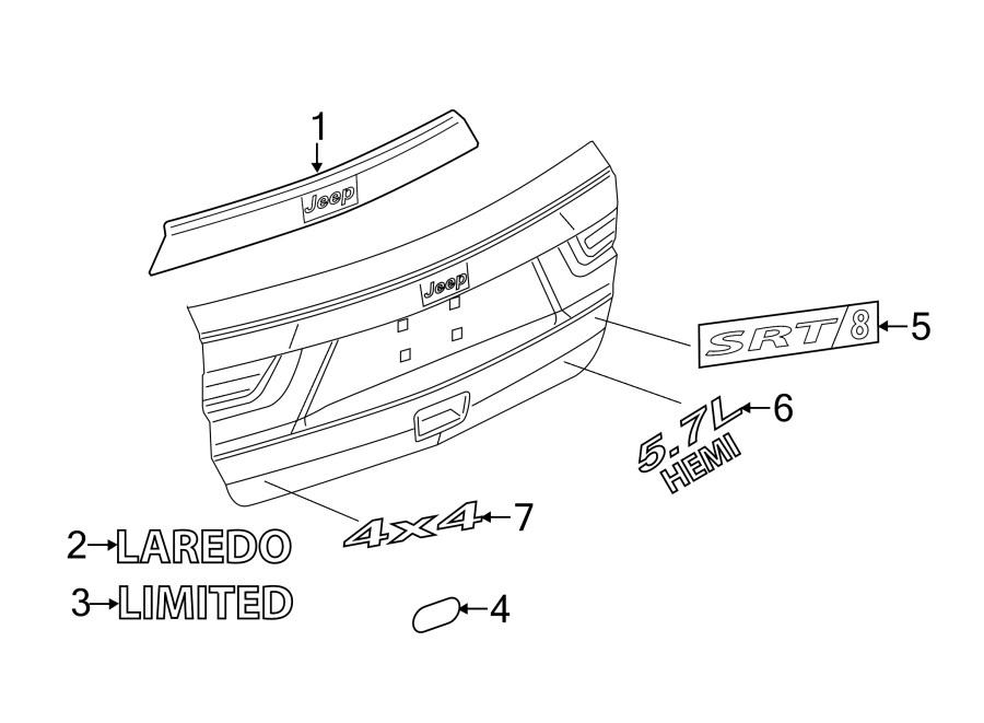 Jeep Grand Cherokee Liftgate Reveal Molding 55079268AL Courtesy